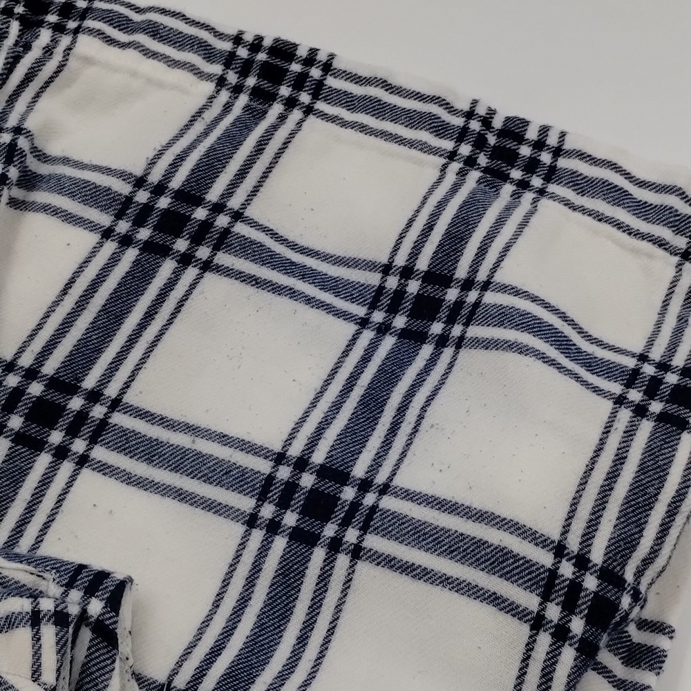 Madewell women's small button back blue/white plaid flannel feel material top - Picture 13 of 13